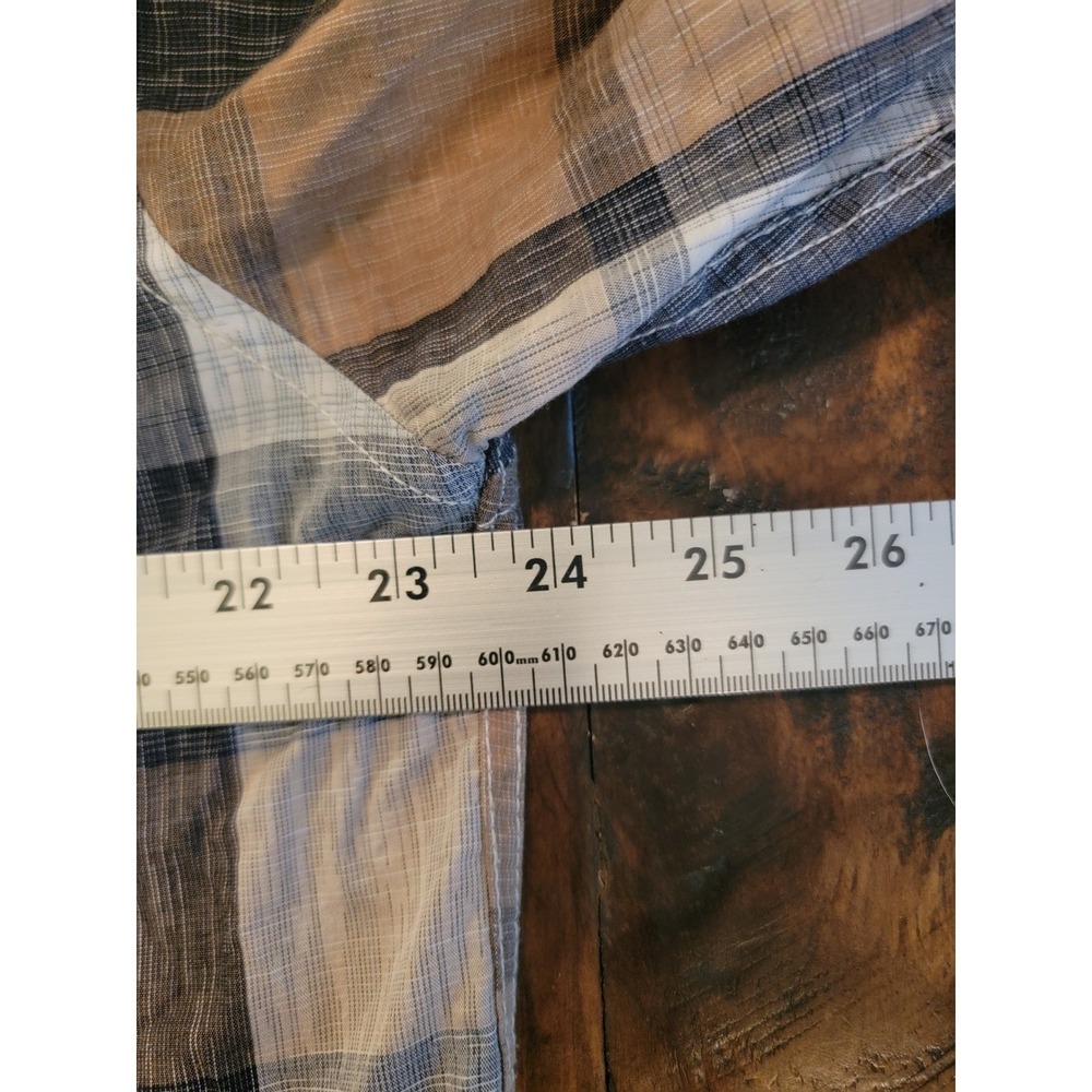 Coastal Western Pearl Snap Shirt Mens XL Tan Blue Plaid Long Sleeve Excellent - Picture 8 of 10